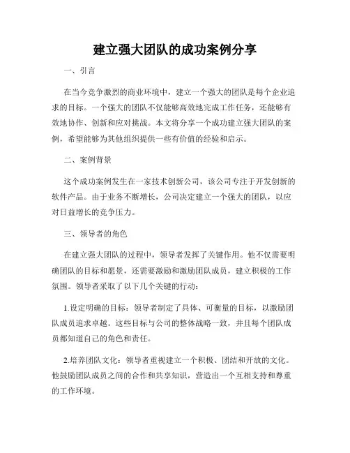 建立强大团队的成功案例分享