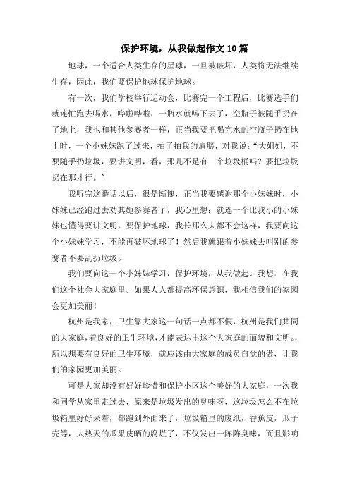 保护环境,从我做起作文10篇