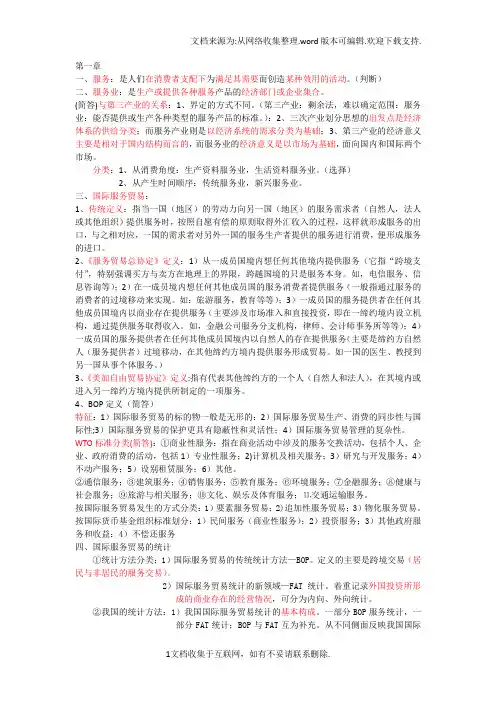 国际服务贸易重点