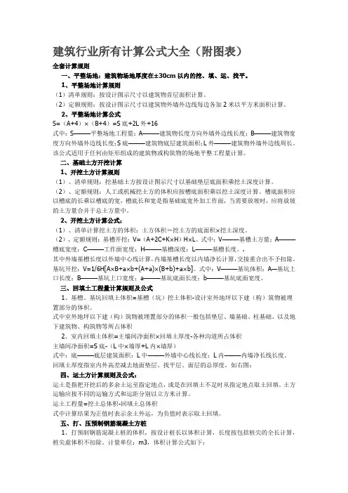 建筑行业所有计算公式大全(附图表)