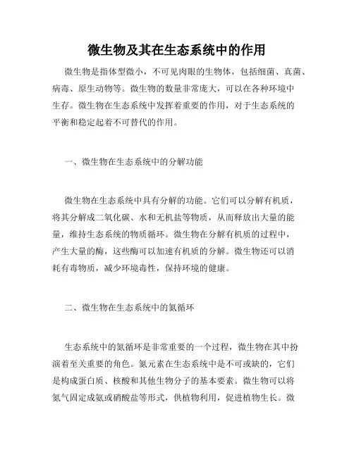 微生物及其在生态系统中的作用