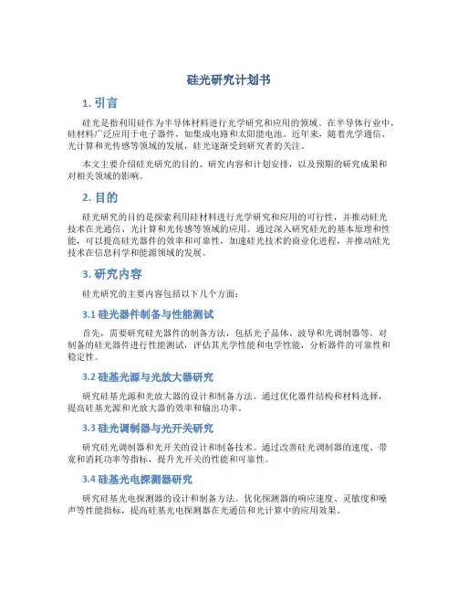 硅光研究计划书