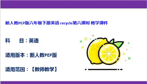 新人教PEP版六年级下册英语 recycle第六课时 教学课件