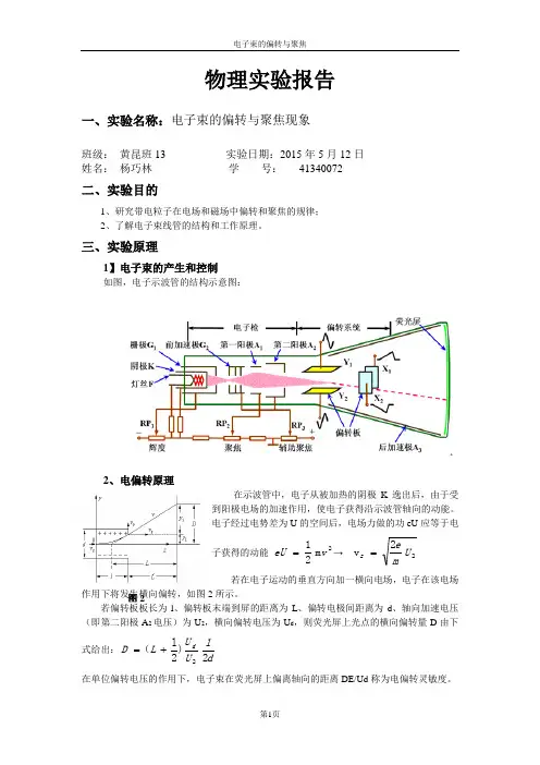 电子束的偏转与聚焦实验报告