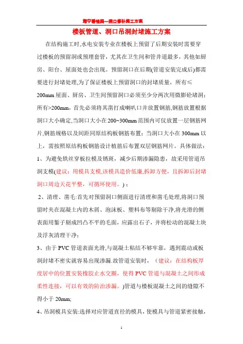 洞口封堵施工方案