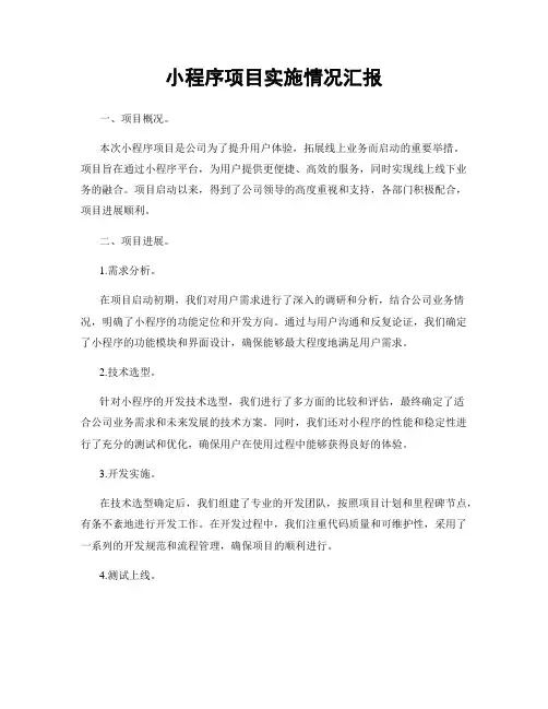 小程序项目实施情况汇报