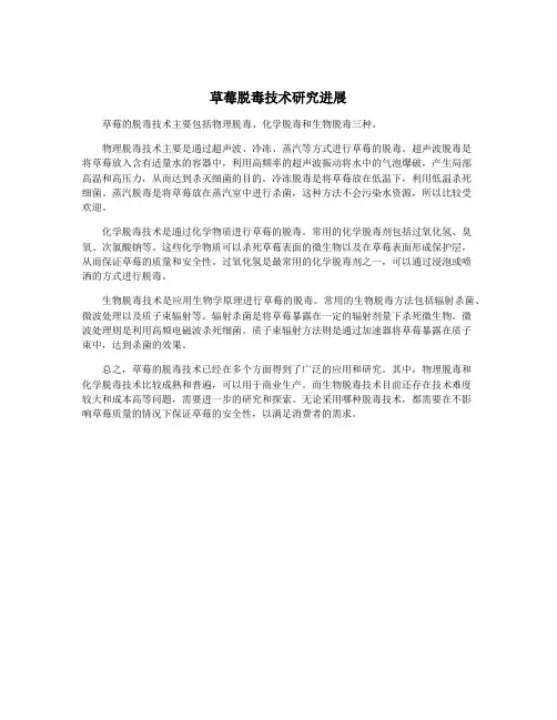 草莓脱毒技术研究进展