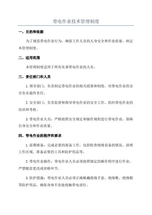 带电作业技术管理制度