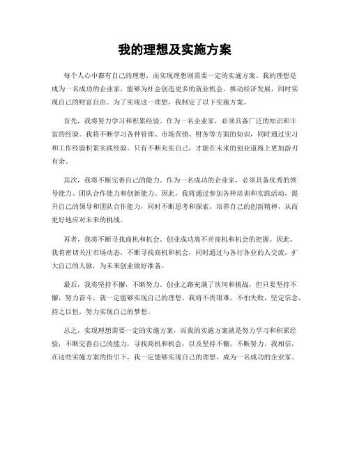 我的理想及实施方案