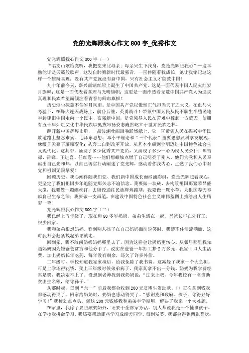 党的光辉照我心作文800字_优秀作文.doc