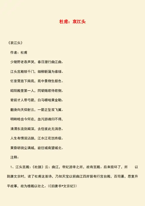 参考范文：杜甫：哀江头
