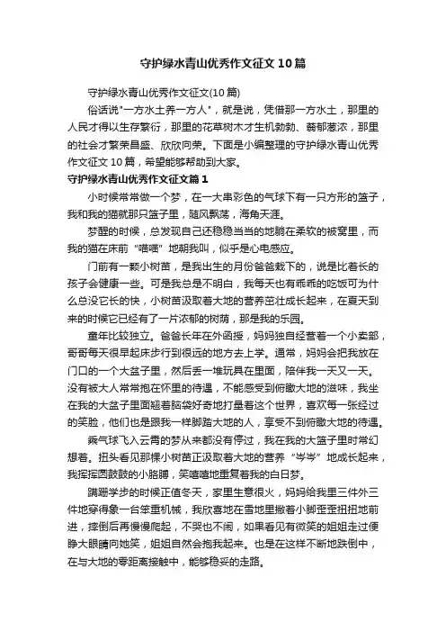守护绿水青山优秀作文征文10篇