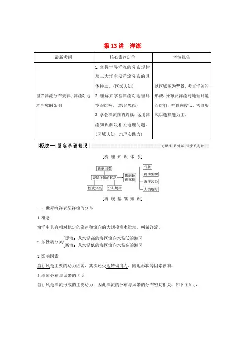 2020版高考地理一轮复习第13讲洋流教师用书(含解析)湘教版