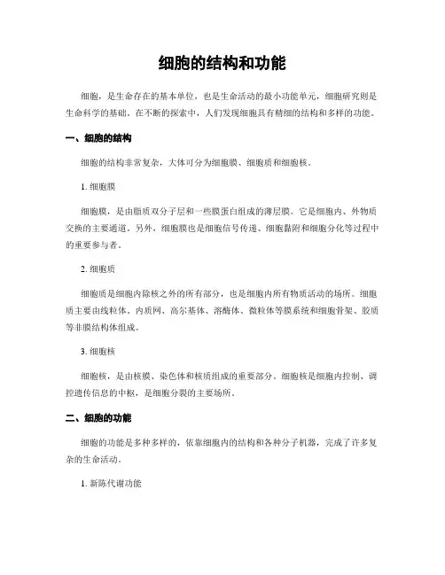细胞的结构和功能