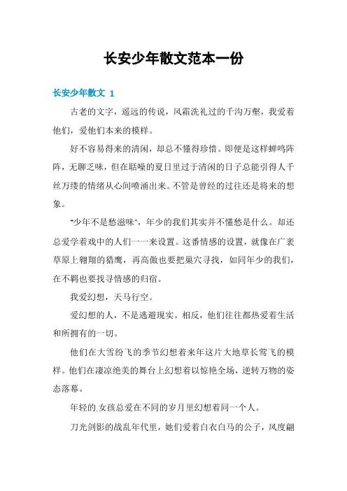 长安少年散文范本一份