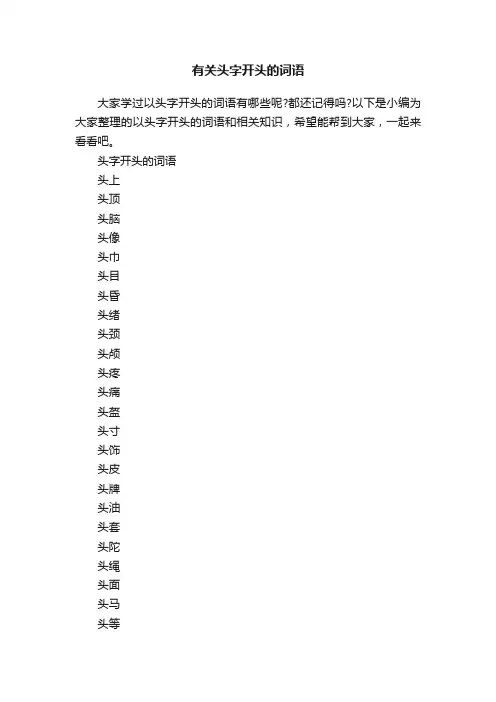 有关头字开头的词语
