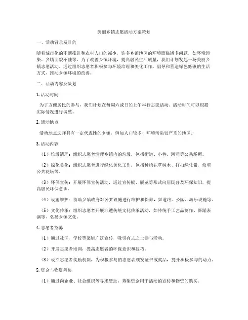 美丽乡镇志愿活动方案策划