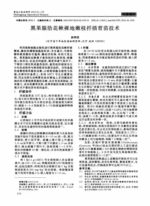 黑果腺肋花楸裸地嫩枝扦插育苗技术