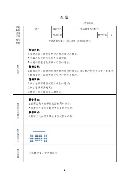 依法行使民主权利(教案)