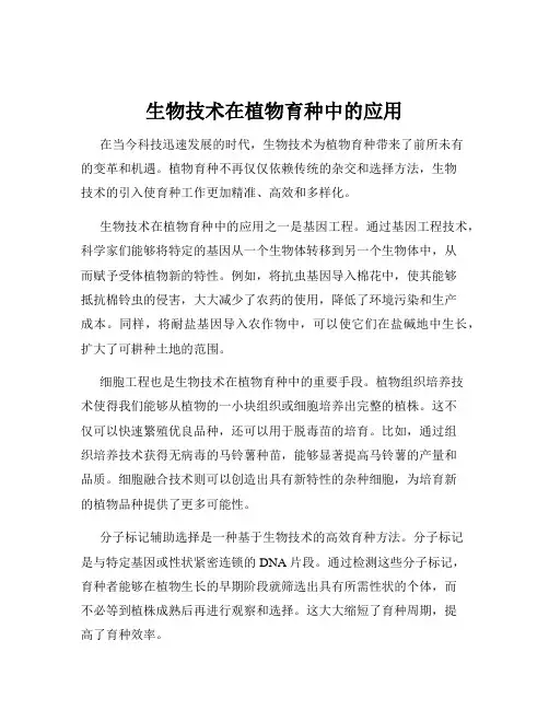 生物技术在植物育种中的应用