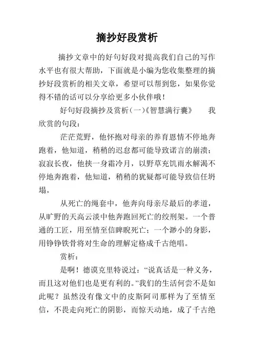 摘抄好段赏析