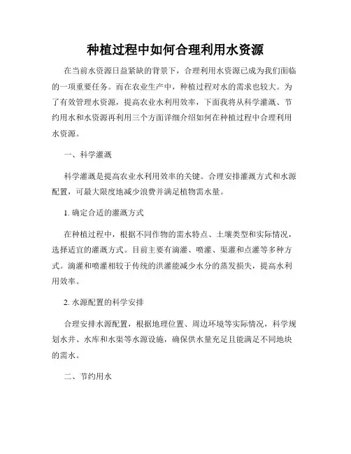 种植过程中如何合理利用水资源