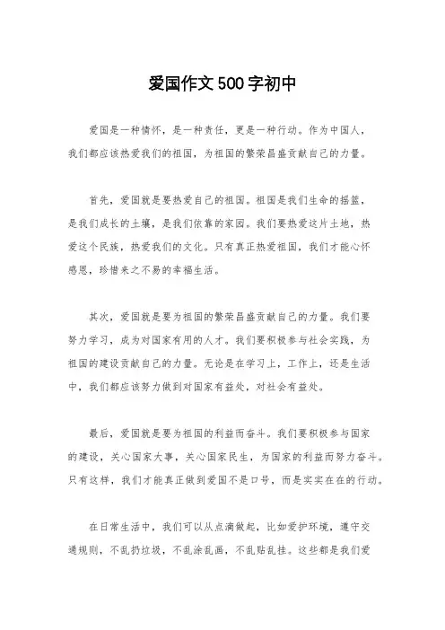 爱国作文500字初中