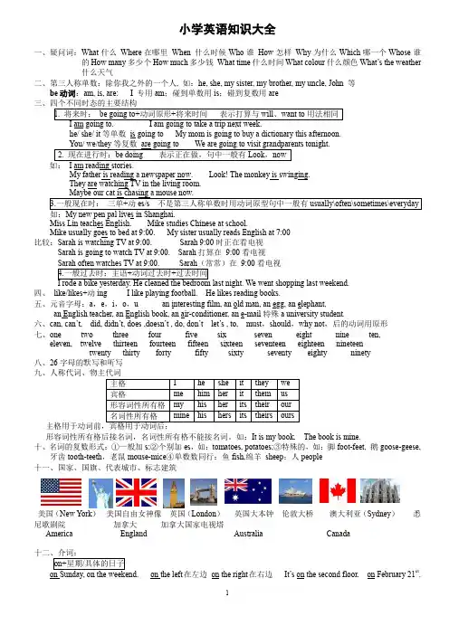 (完整word版)小学英语知识大全(word文档良心出品)