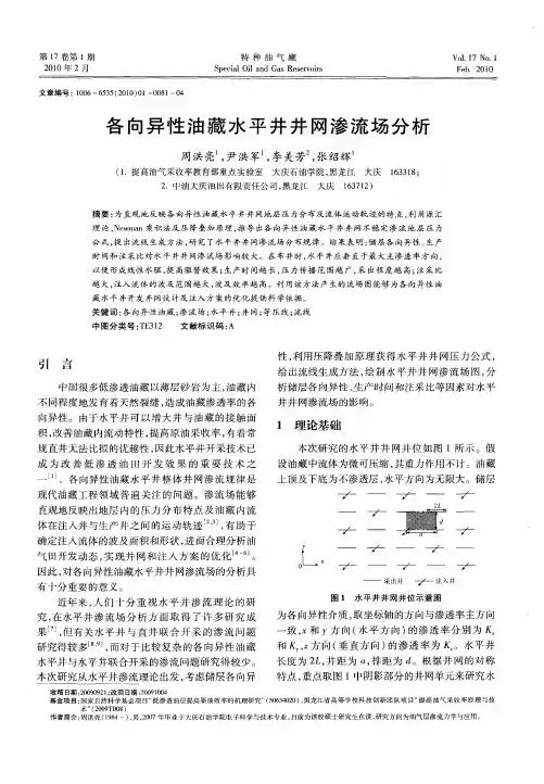 各向异性油藏水平井井网渗流场分析