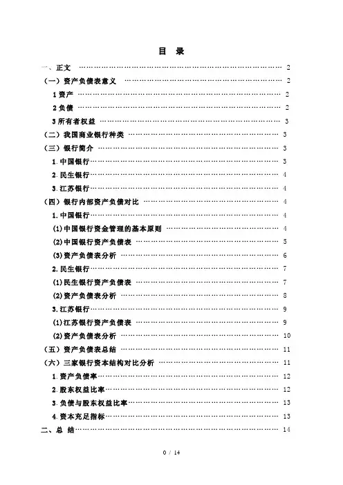 金融银行资产负债表分析