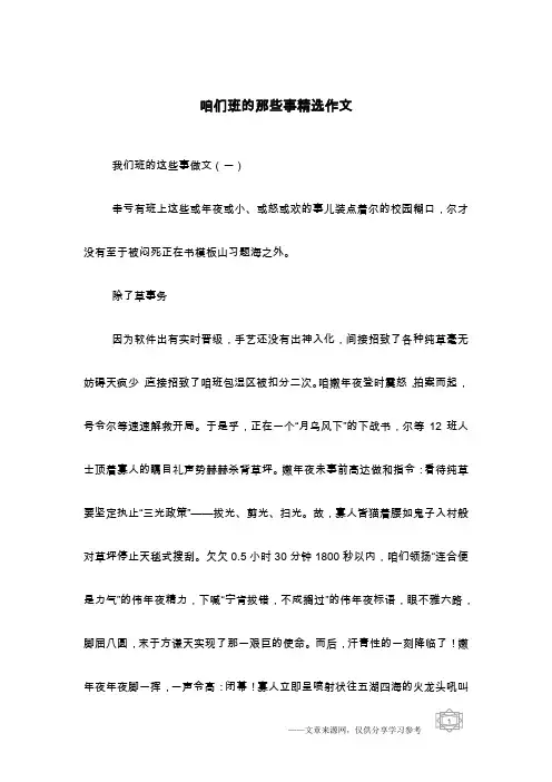 咱们班的那些事精选作文