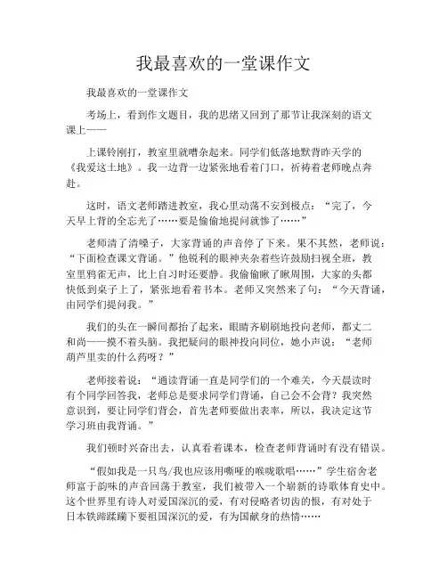 我最喜欢的一堂课作文400字