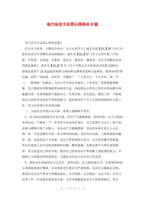 电力安全大反思心得体会5篇