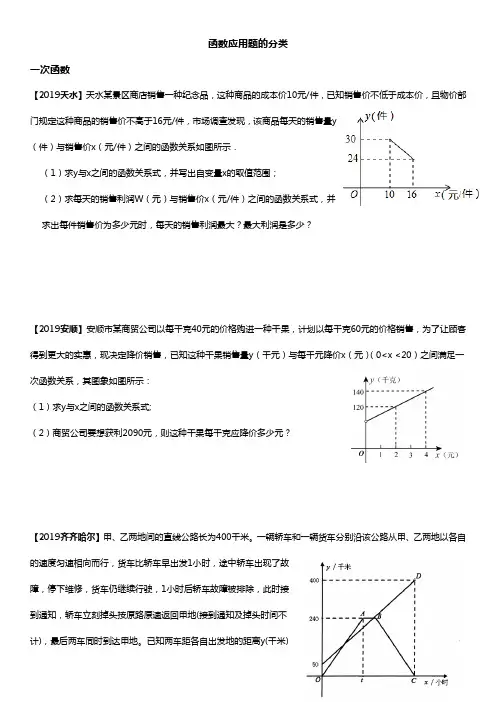 中考应用题--函数类应用题(19年真题干货)
