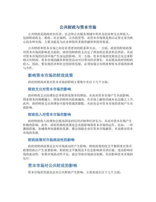 公共财政与资本市场