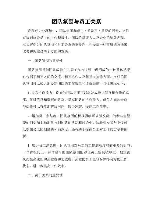 团队氛围与员工关系