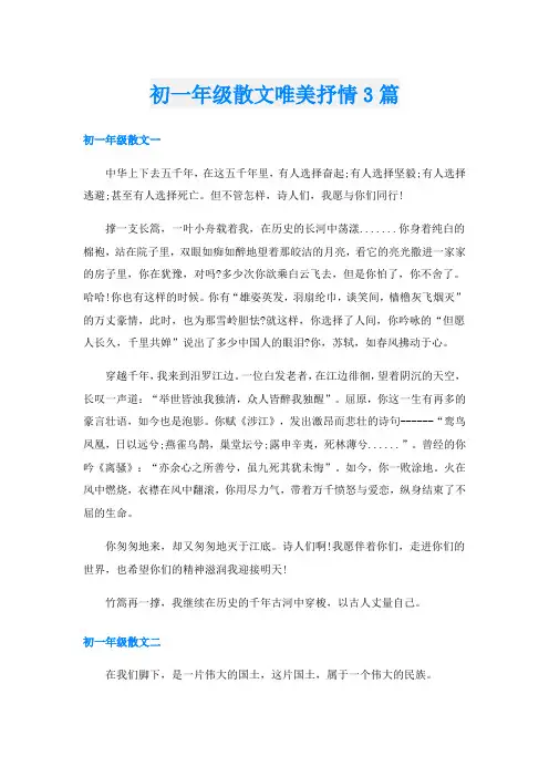 初一年级散文唯美抒情3篇