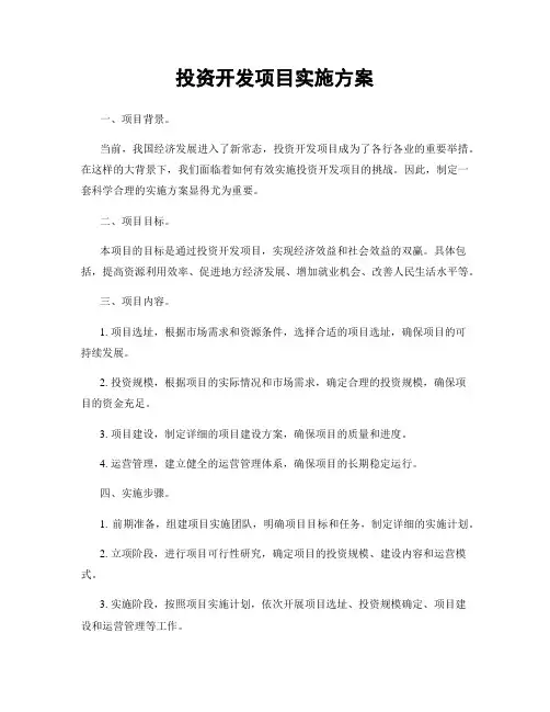 投资开发项目实施方案