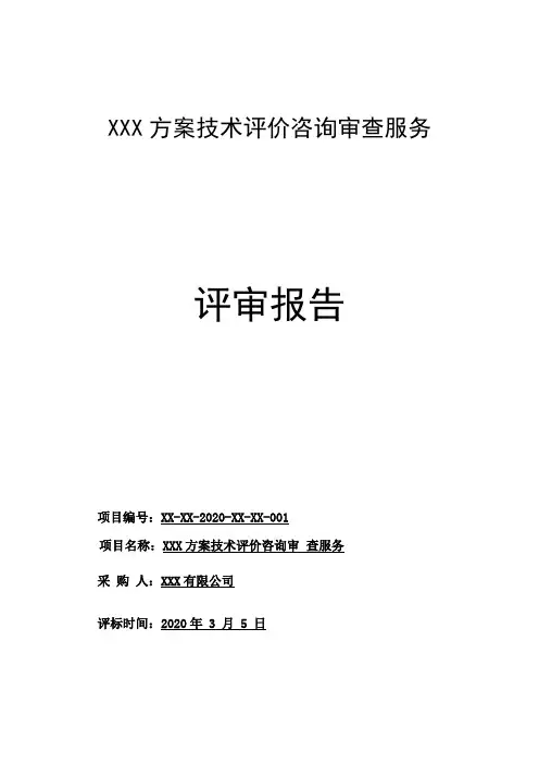 评审报告-XXX方案技术评价咨询审查服务