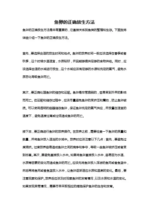 鱼卵的正确放生方法
