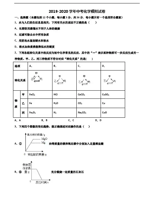 青海省西宁市2020中考化学监测试题