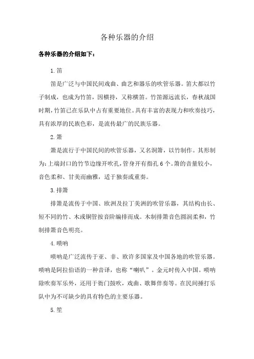 各种乐器的介绍
