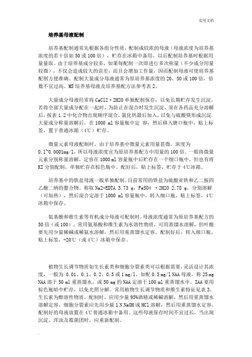 培养基母液配制