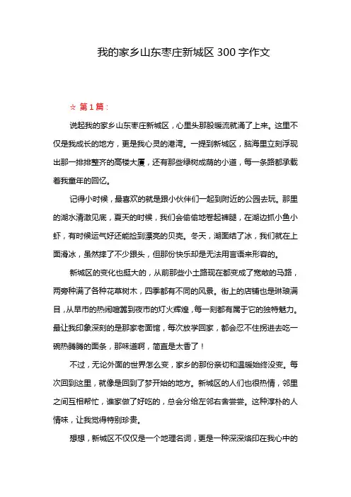 我的家乡山东枣庄新城区300字作文