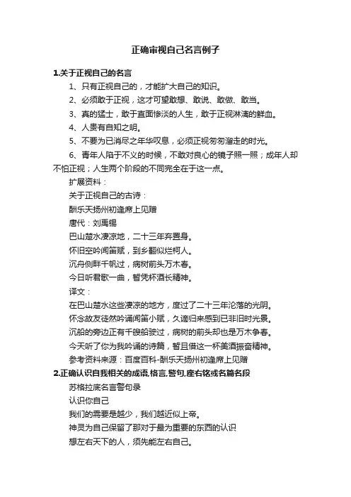 正确审视自己名言例子