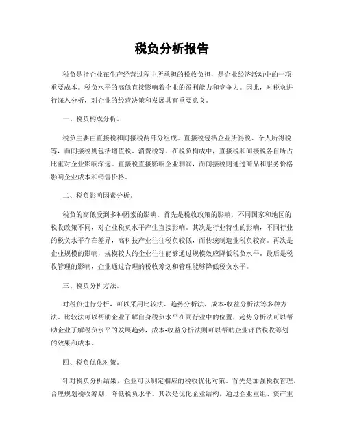 税负分析报告