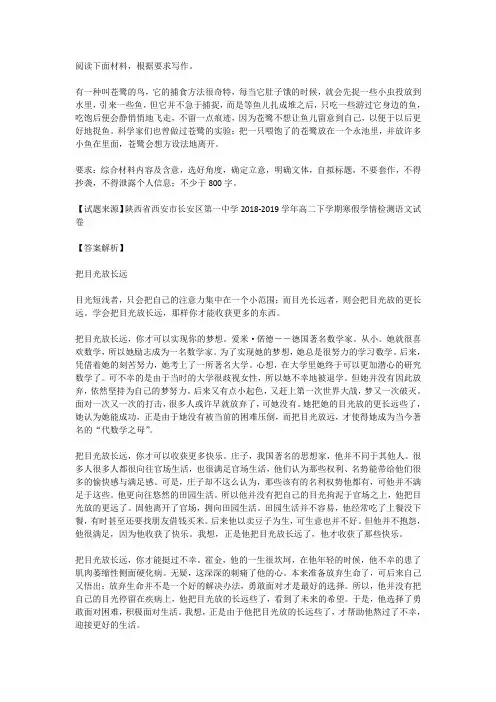 高考语文满分作文范例及解析--把目光放长远