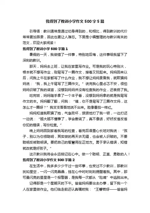 我得到了教训小学作文500字5篇