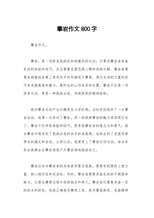 攀岩作文800字