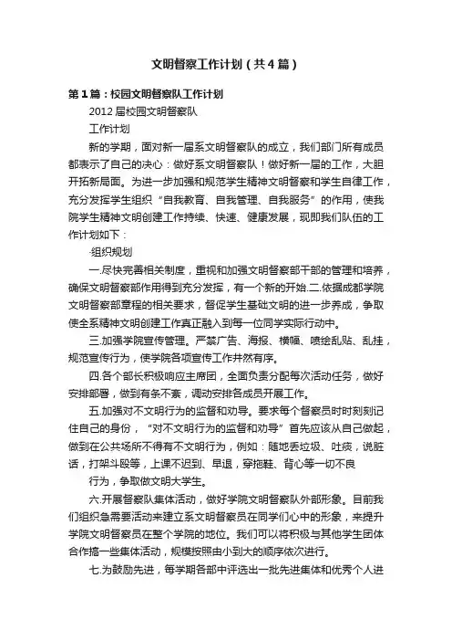 文明督察工作计划（共4篇）